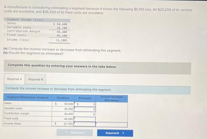 solved-a-manufacturer-is-considering-eliminating-a-segment-chegg