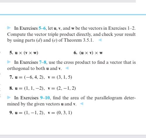 Solved In Exercises 5-6, let u, v, and w be the vectors in | Chegg.com