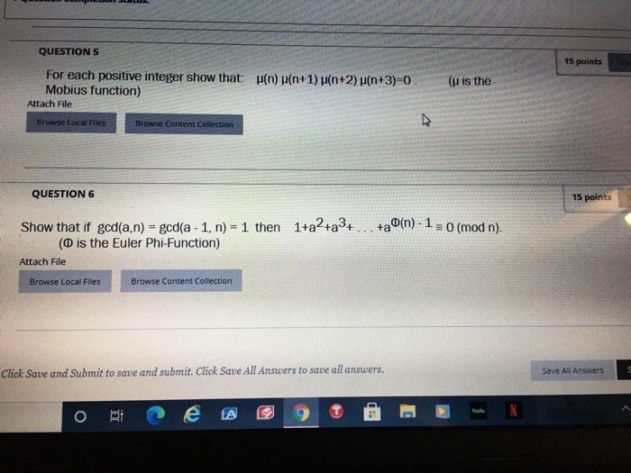 Solved 15 points QUESTION 5 For each positive integer show | Chegg.com
