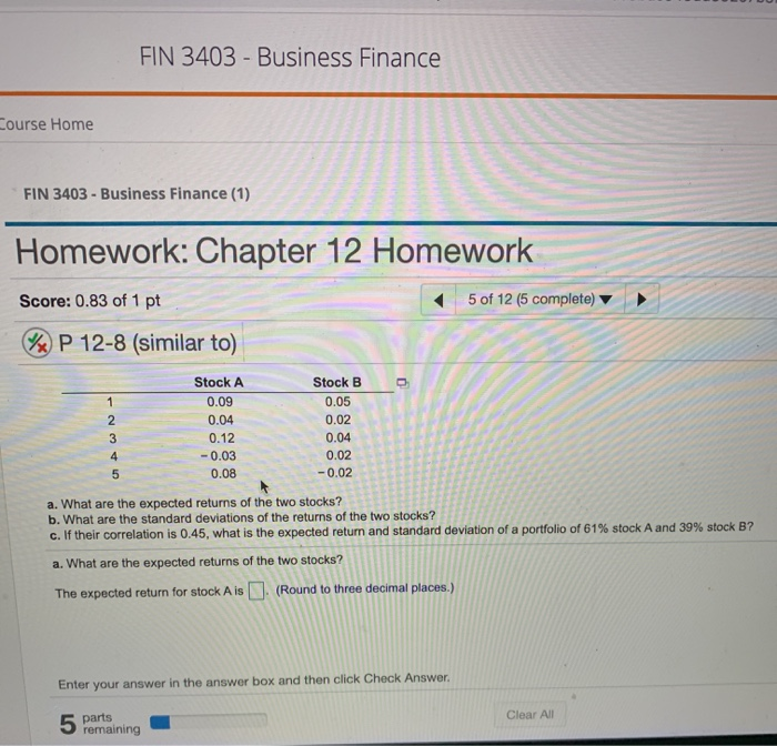 Solved FIN 3403 - Business Finance Course Home FIN 3403 - | Chegg.com