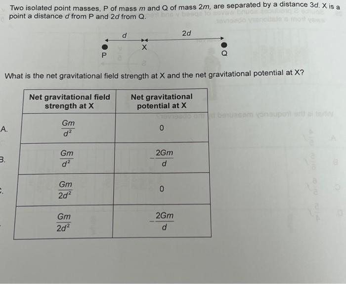 Solved Two isolated point masses, P of mass m and Q of mass | Chegg.com