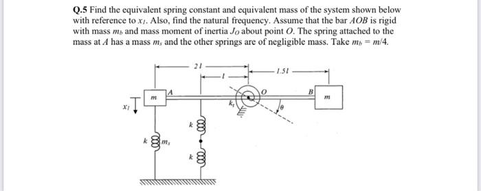 Solved Q.5 Find the equivalent spring constant and | Chegg.com
