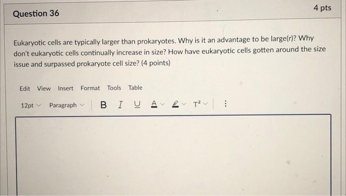 Solved 4 pts Question 36 Eukaryotic cells are typically | Chegg.com