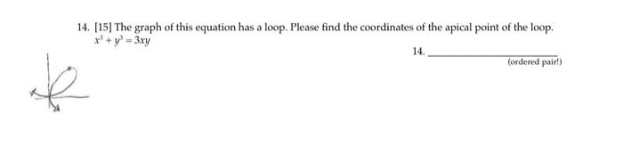 Solved 14. [15] The graph of this equation has a loop. | Chegg.com
