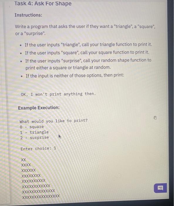 Solved Task 1 - Draw Square Instructions: Write a function | Chegg.com