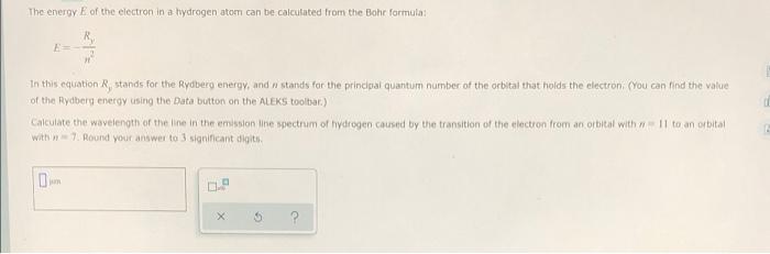 Solved The energy of the electron in a hydrogen atom can be | Chegg.com