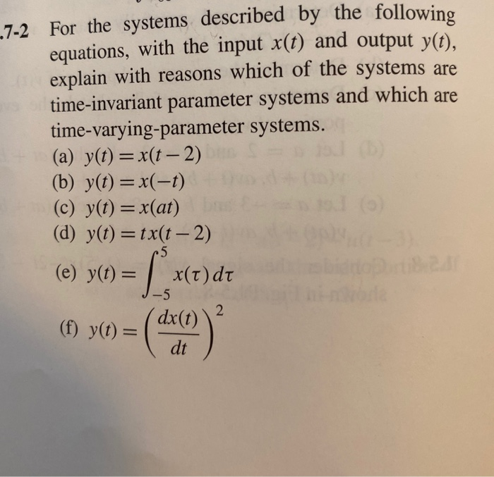 Solved -7-2 For the systems described by the following | Chegg.com