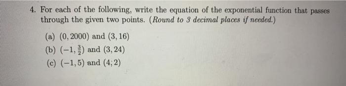 Solved 4. For each of the following, write the equation of | Chegg.com