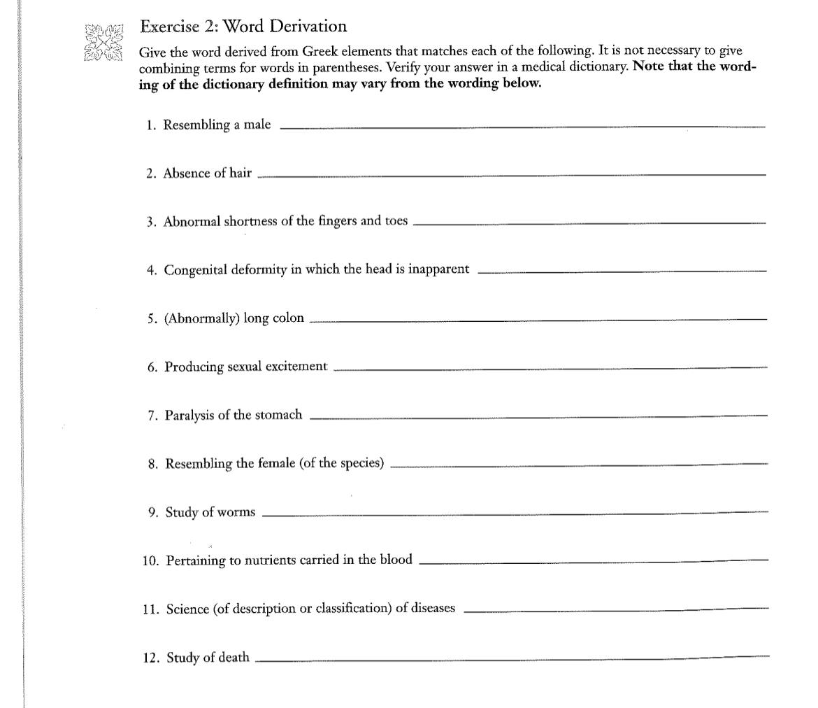 Solved Exercise 2: Word DerivationGive the word derived from | Chegg.com