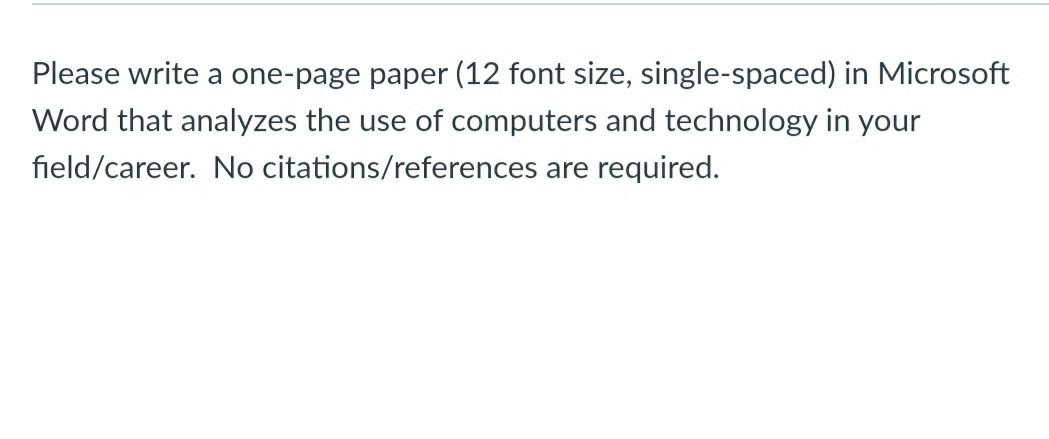 Solved Please write a one-page paper (12 font size, | Chegg.com