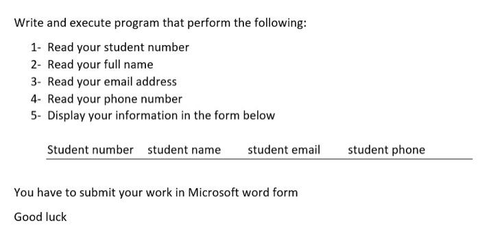 Solved Write and execute program that perform the following: | Chegg.com
