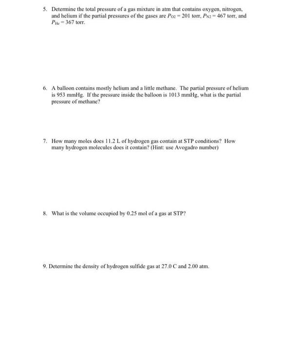 Solved 9. Determine the density of hydrogen sulfide gas at