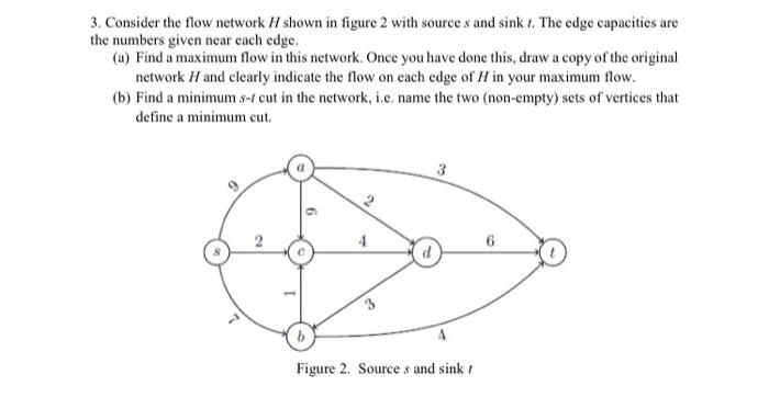 Solved 3. Consider the flow network I shown in figure 2 with | Chegg.com