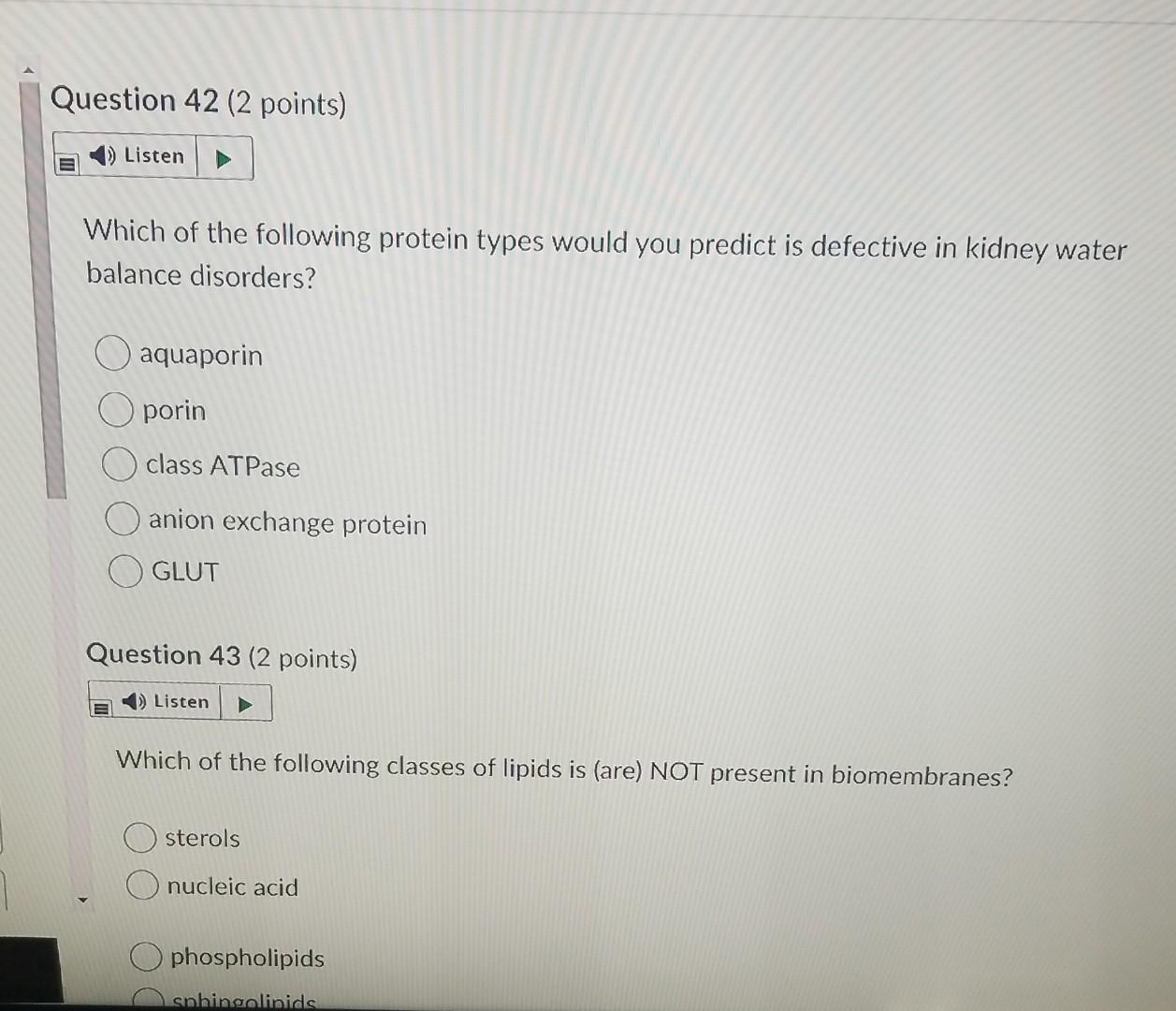 Solved Question 42 (2 points) » Listen Which of the | Chegg.com