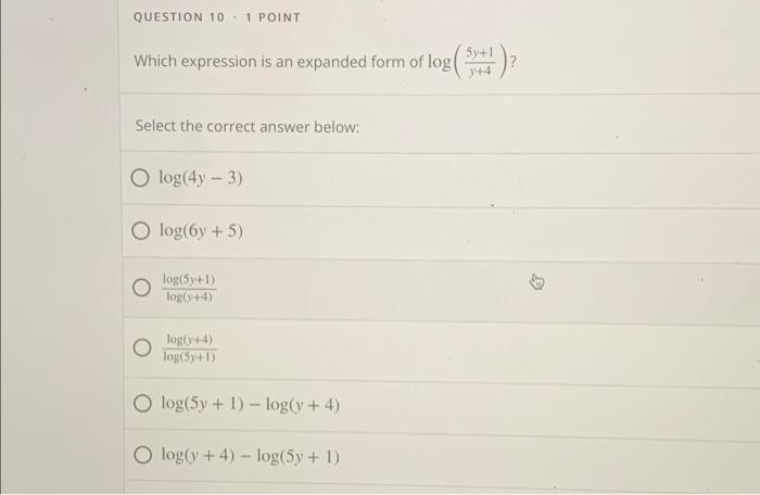 Solved QUESTION 1 - 1 POINT Evaluate: In(e) Select the | Chegg.com