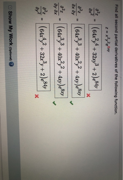 Solved Find all second partial derivatives of the following | Chegg.com