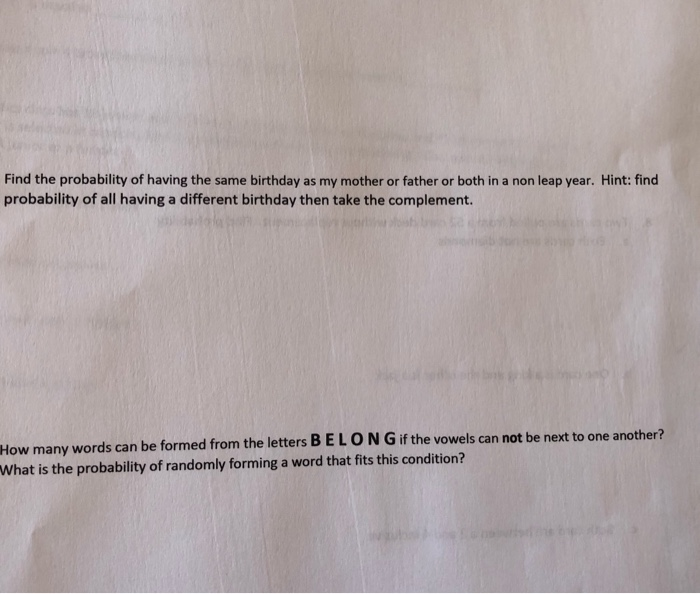 Solved Find the probability of having the same birthday as | Chegg.com