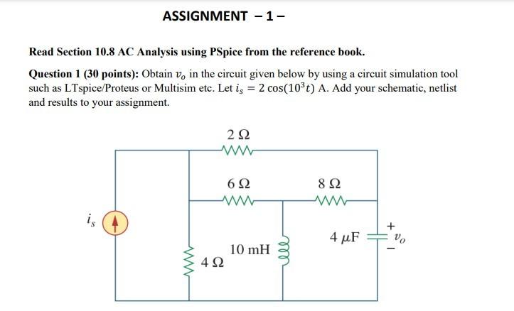 Solved Read Section 10.8 AC Analysis using PSpice from the | Chegg.com