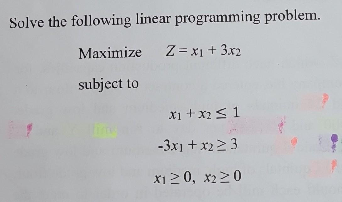 Solved Solve the following linear programming problem. | Chegg.com