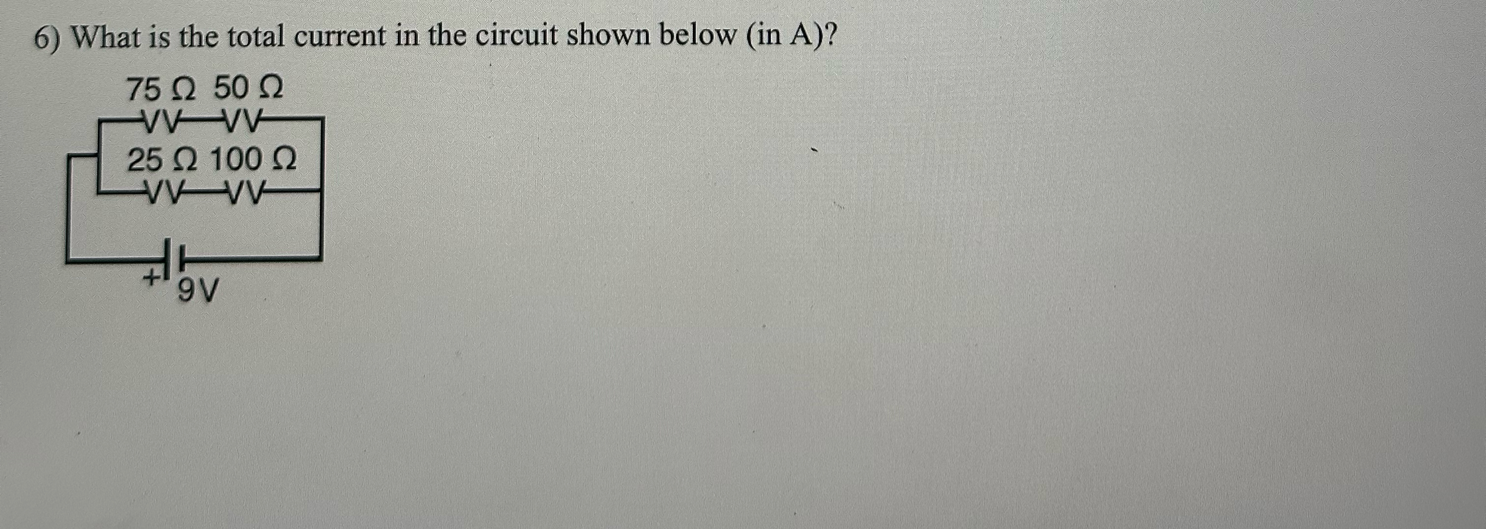 Solved What is the total current in the circuit shown below | Chegg.com