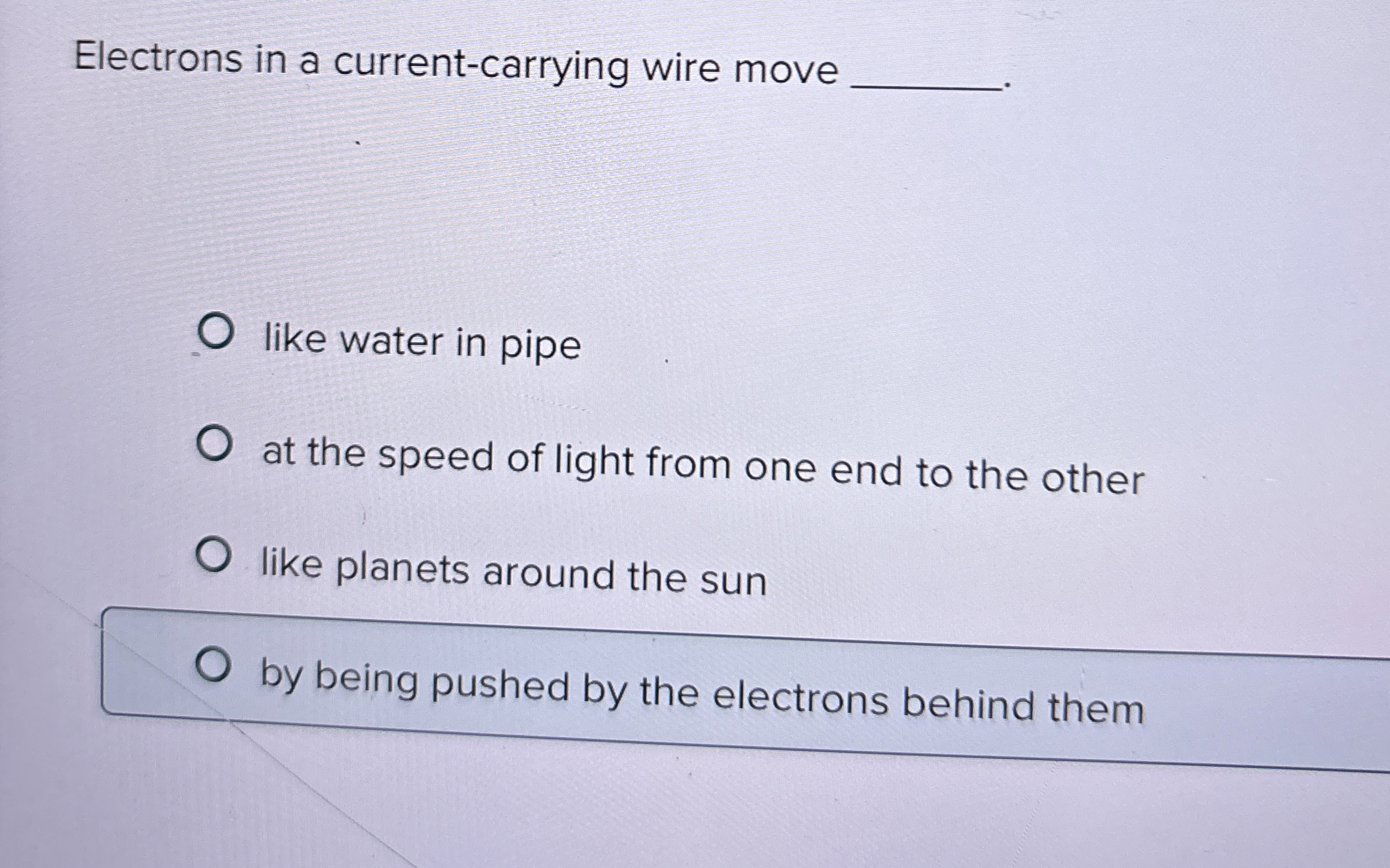 Solved Electrons in a currentcarrying wire movelike water
