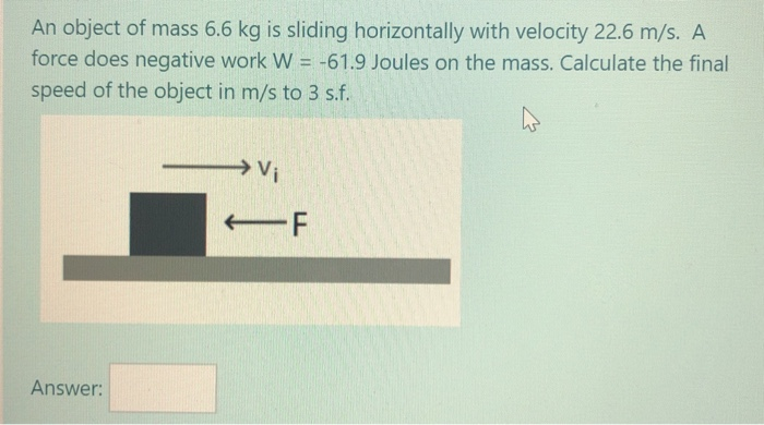 Solved An Object Of Mass 6.6 Kg Is Sliding Horizontally With | Chegg.com