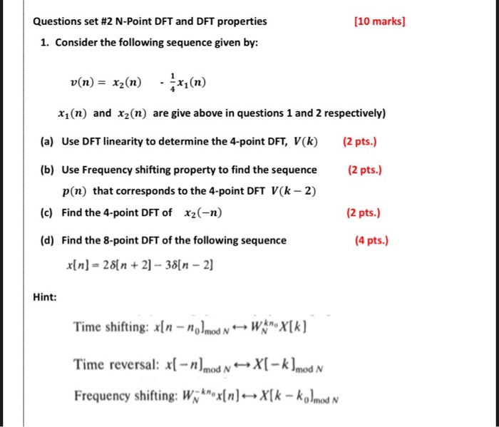 Solved 10 Marks Questions Set 2 N Point Dft And Dft Pr Chegg Com