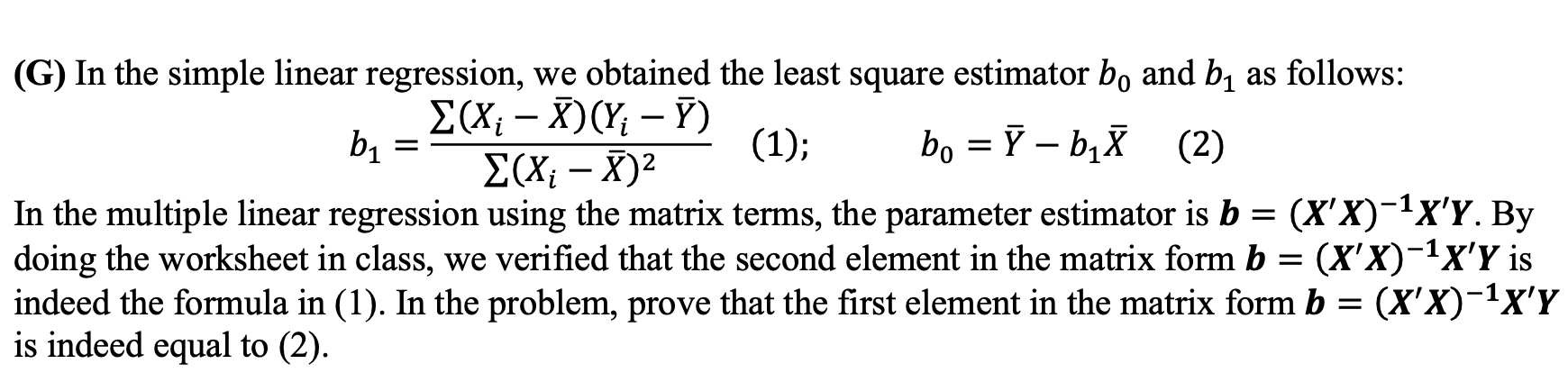 Solved Show how the matrix form of multiple linear | Chegg.com