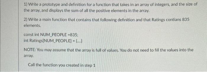 Solved 1) Write a prototype and definition for a function | Chegg.com