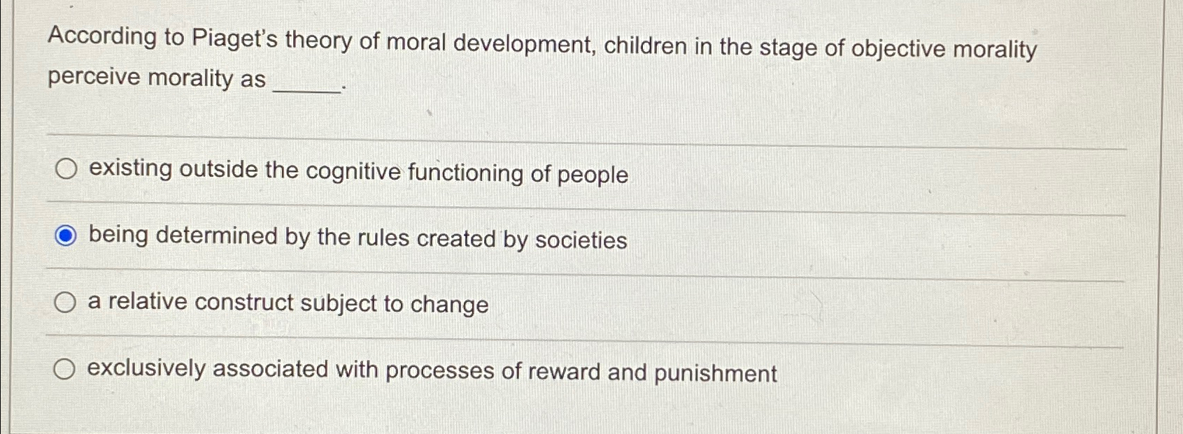 Solved According to Piaget s theory of moral development Chegg