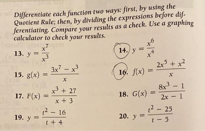 Solved Differentiate each function two ways: first, by using | Chegg.com