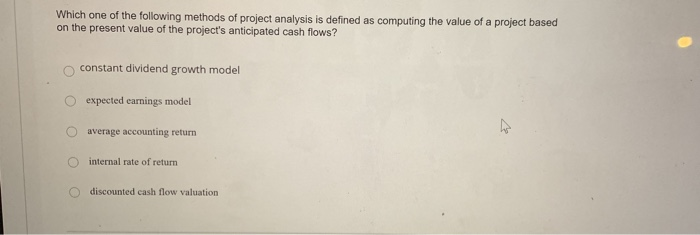 Solved Which one of the following methods of project | Chegg.com