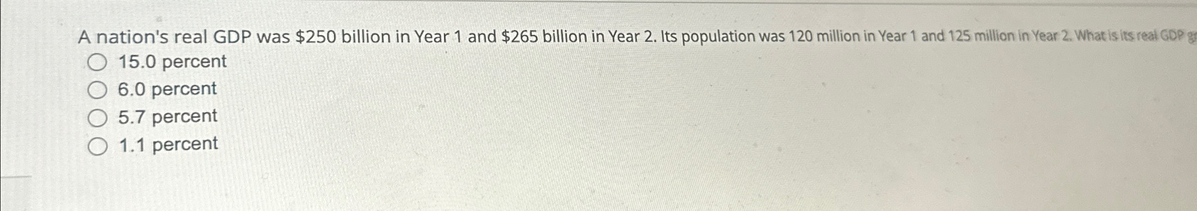 Solved A nation's real GDP was $250 ﻿billion in Year 1 ﻿and | Chegg.com