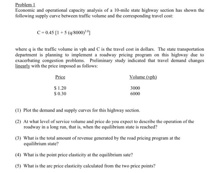 Solved Problem 1 Economic and operational capacity analysis | Chegg.com