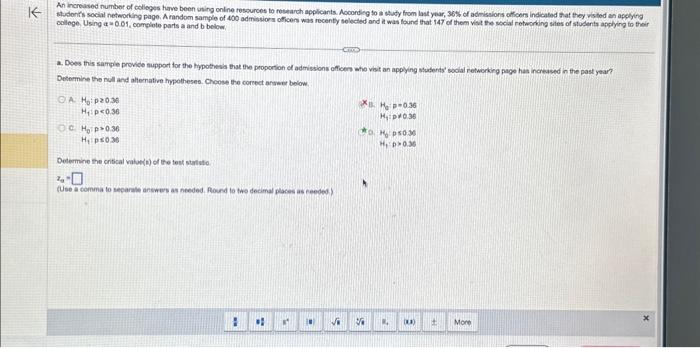 Solved oolloge. Using a=0.01, complote parts a and b betow. | Chegg.com