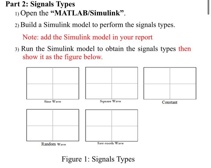 Solved Part 2: Signals Types 1) Open the “MATLAB/Simulink”. | Chegg.com
