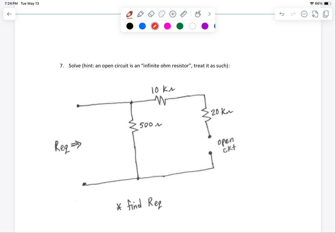 Solved 7:24 ﻿PM Tue May 1366%7. ﻿Solve (hint: an open | Chegg.com