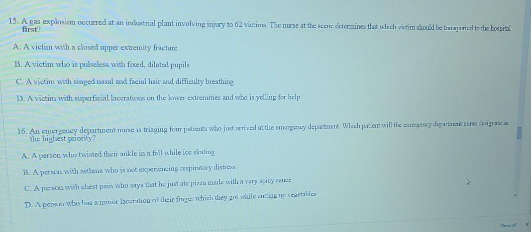 Solved 15. A Gas Explosion Occurred At An Industrial Plant 