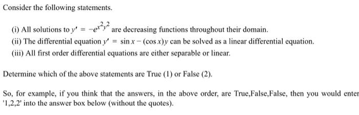 Solved Consider The Following Statements. (1) All Solutions | Chegg.com