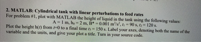 2. MATLAB: Cylindrical tank with linear perturbations | Chegg.com