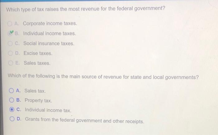 Solved Which Type Of Tax Raises The Most Revenue For The | Chegg.com