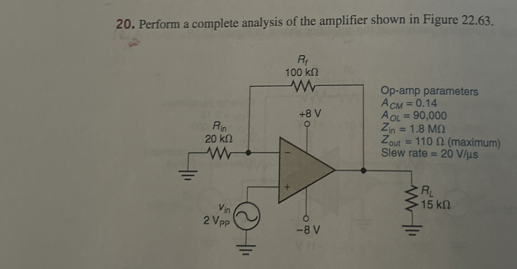 Solved Perform a complete analysis of the amplifier shown in | Chegg.com