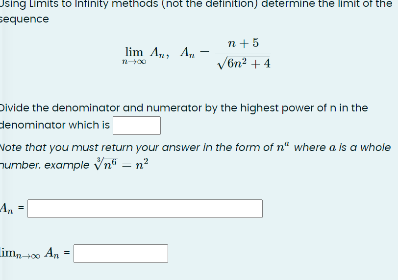 Solved Jsing Limits to Infinity methods (not the definition) | Chegg.com