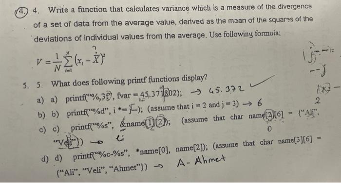 Solved 4.) 4. Write a function that calculates variance | Chegg.com