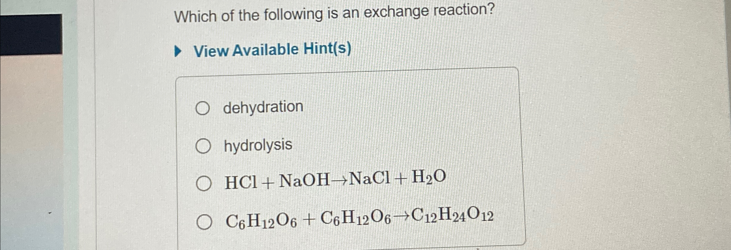 Solved Which of the following is an exchange reaction?View | Chegg.com