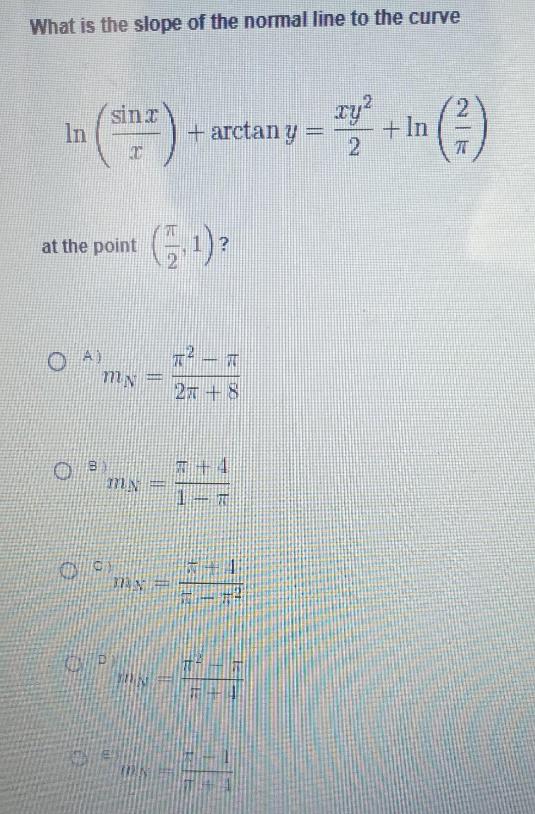 Solved What is the slope of the normal line to the | Chegg.com