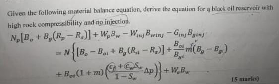 Solved Given the following material balance equation, derive | Chegg.com