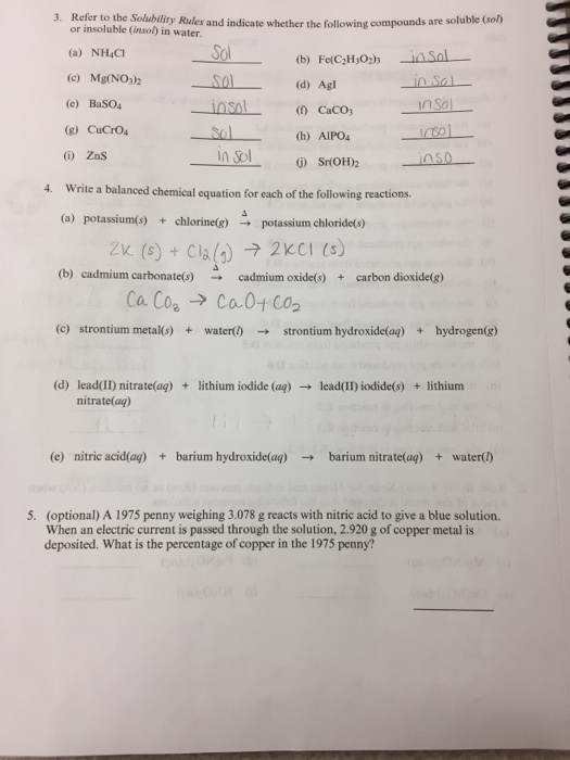 Solved 3 3. Refer to the Solubiliry Rules and indi ability Chegg