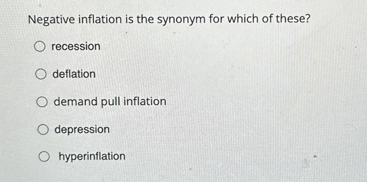 Solved Negative inflation is the synonym for which of | Chegg.com