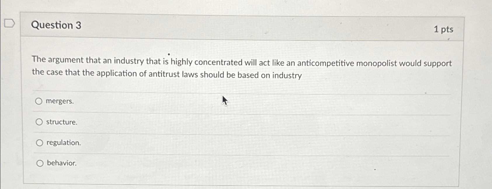 Solved Question 31ptsThe argument that an industry that is | Chegg.com